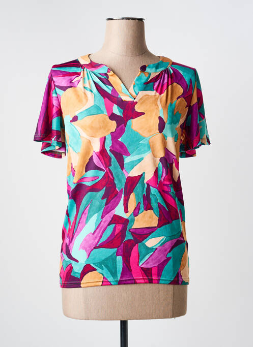 T-shirt col v manches courtes violet JULIE GUERLANDE femme