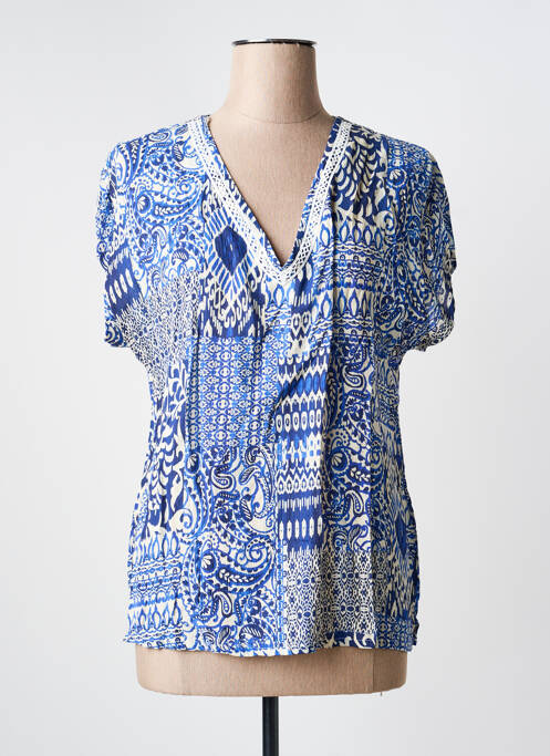 Blouse manches courtes manches courtes bleu JULIE GUERLANDE femme