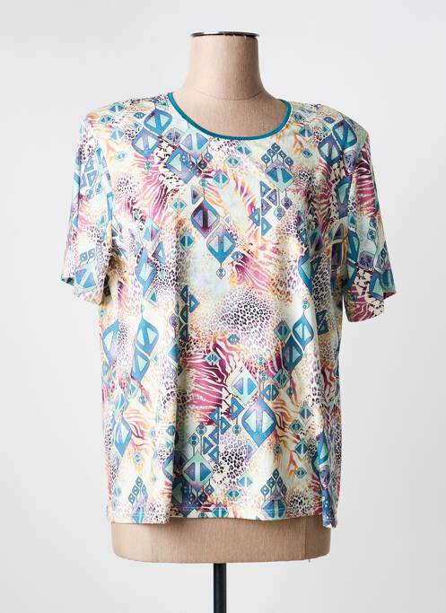 Top imprimé fantaisie manches courtes bleu GENUINE femme