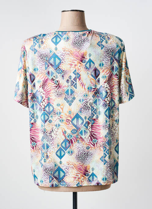 Top imprimé fantaisie manches courtes bleu GENUINE femme
