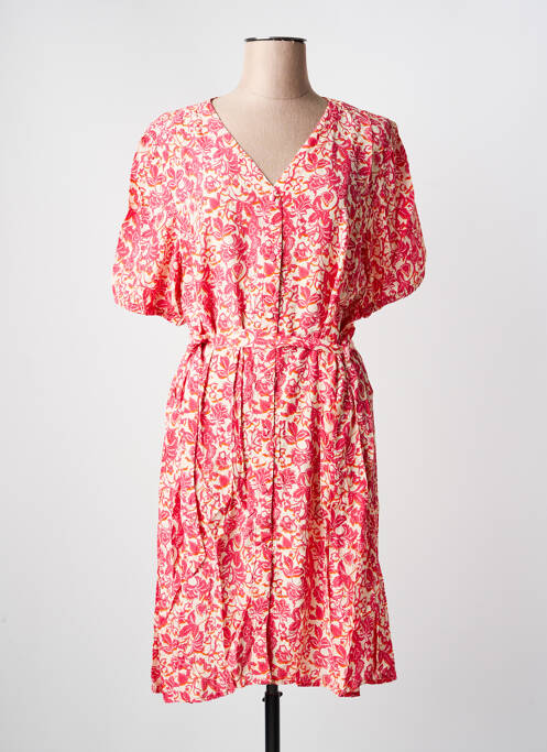 Robe mi-longue coupe fluide manches courtes rouge JULIE GUERLANDE femme