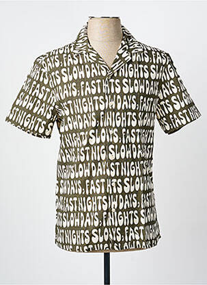 Chemise manches courtes col tailleur vert BLEND homme