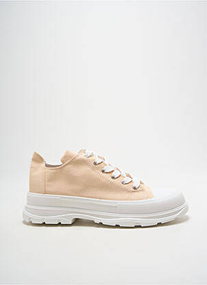 Baskets bout rond talon plat jusqu'à 3cm beige LPB femme