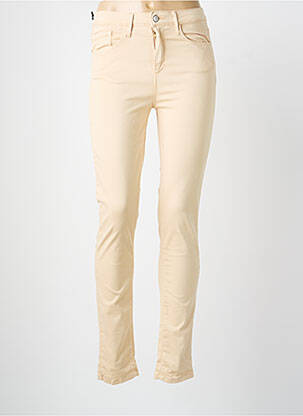 Pantalon slim tissage popeline taille normale beige DESGASTE femme