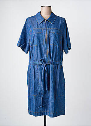 Robe mi-longue manches courtes manches courtes bleu LA FEE MARABOUTEE femme