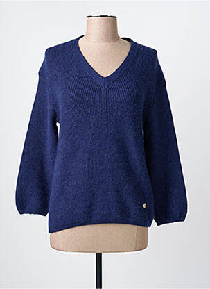 Pull col v manches longues bleu ROYAL MER femme