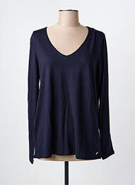 Top col v manches longues bleu HARRIS WILSON femme