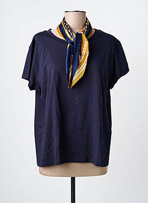 T-shirt coupe droite manches courtes bleu LA FEE MARABOUTEE femme