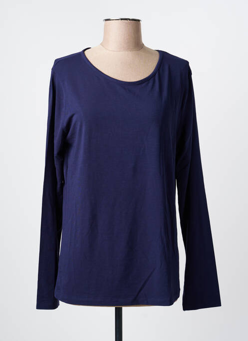 Top col rond manches longues bleu LA FEE MARABOUTEE femme