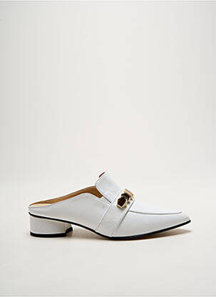 Mules/sabots tissage satiné talon plat jusqu'à 3cm blanc MOT-CLÈ femme