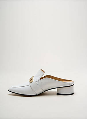 Mules/sabots tissage satiné talon plat jusqu'à 3cm blanc MOT-CLÈ femme