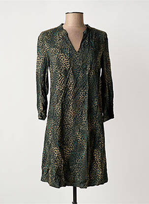 Robe courte manches 3/4 manches 3/4 vert ONE STEP femme