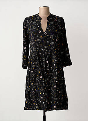 Robe mi-longue manches 3/4 manches 3/4 noir PAKO LITTO femme
