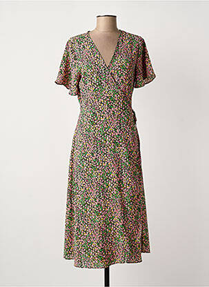Robe mi-longue imprimé fleurs manches courtes noir VILA femme