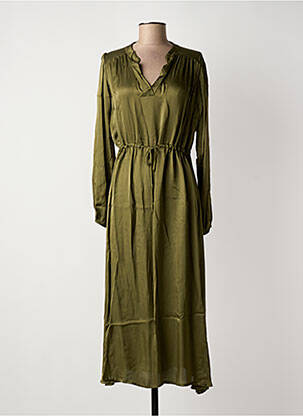 Robe longue manches longues manches longues vert PAKO LITTO femme
