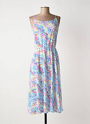 Robe mi-longue tissage crêpe fines bretelles bleu MOLLY BRACKEN femme