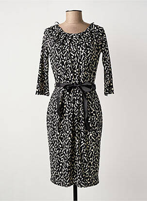Robe mi-longue manches longues manches longues noir JULIE GUERLANDE femme