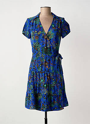 Robe courte manches courtes manches courtes bleu ONE STEP femme