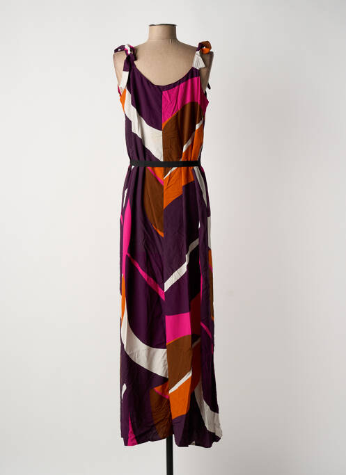 Robe longue imprimé fantaisie fines bretelles orange LA FEE MARABOUTEE femme