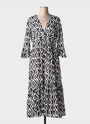 Robe mi-longue manches 3/4 manches 3/4 bleu ME-TISSE femme