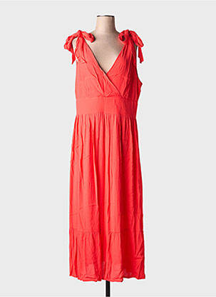 Robe longue tissage crêpe sans manche rouge MOLLY BRACKEN femme
