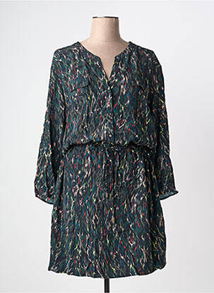 Robe mi-longue imprimé fantaisie manches longues vert ONE STEP femme