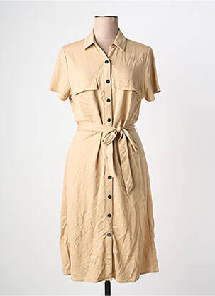 Robe mi-longue manches courtes manches courtes beige VILA femme