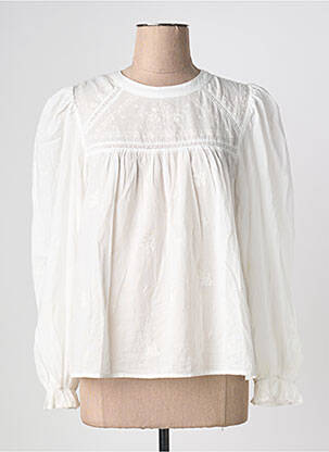 Blouse tissage popeline manches longues blanc LA PETITE ETOILE femme