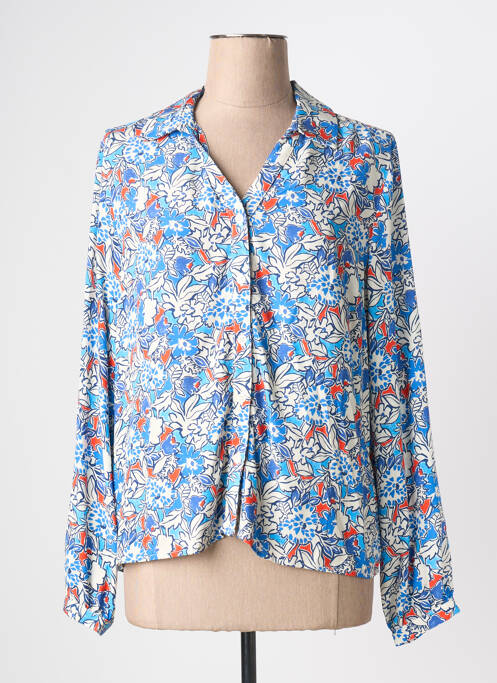 Chemisier imprimé fantaisie manches longues bleu JULIE GUERLANDE femme