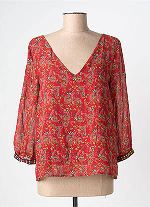 Top coupe fluide manches longues rouge VILA femme
