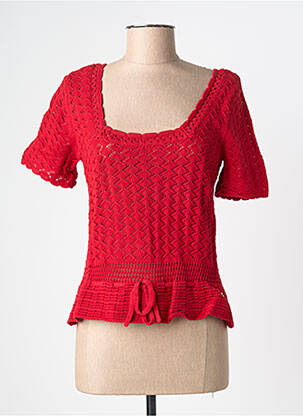 Pull stretch manches courtes rouge LA PETITE ETOILE femme