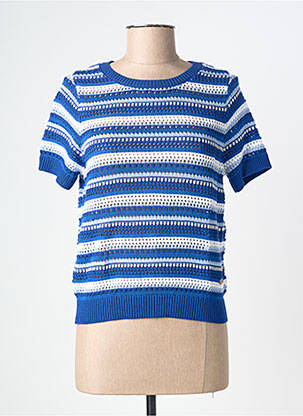 Pull stretch manches courtes bleu LA PETITE ETOILE femme