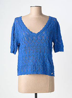 Pull coupe cintrée manches courtes bleu LA PETITE ETOILE femme