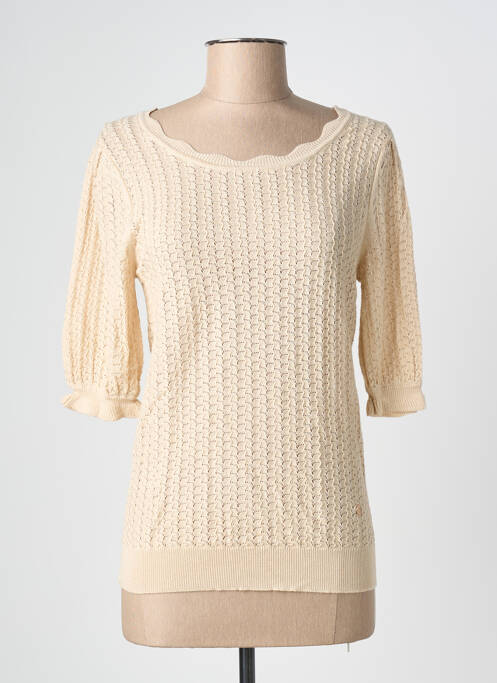 Pull coupe cintrée manches courtes beige LA PETITE ETOILE femme
