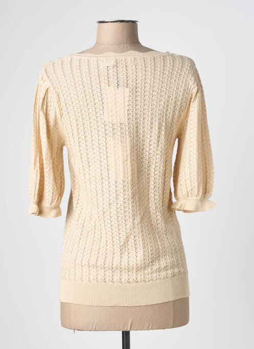 Pull coupe cintrée manches courtes beige LA PETITE ETOILE femme
