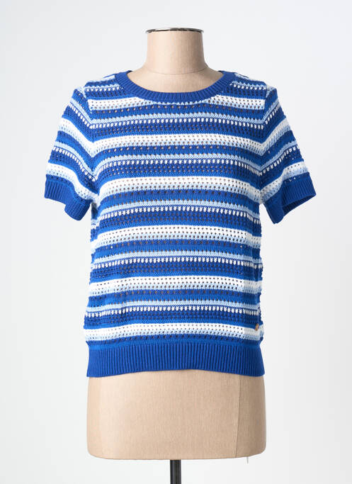 Pull stretch manches courtes bleu LA PETITE ETOILE femme
