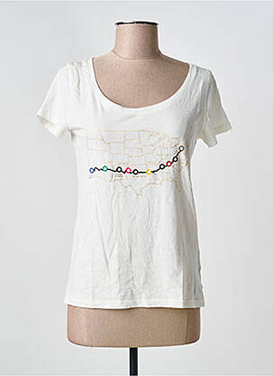 T-shirt sérigraphie manches courtes blanc ONE STEP femme