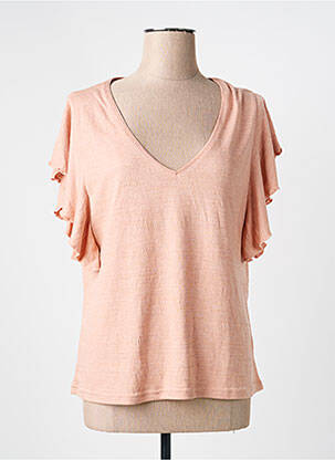 T-shirt col v manches courtes rose MOLLY BRACKEN femme