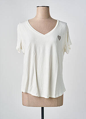 T-shirt col v manches courtes blanc LILI SIDONIO femme