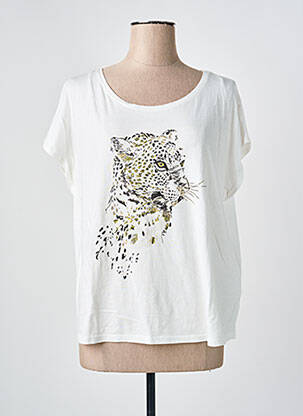 T-shirt sérigraphie floquée manches courtes blanc JULIE GUERLANDE femme