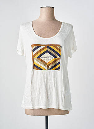 T-shirt sérigraphie floquée manches courtes blanc I.CODE (By IKKS) femme