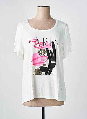 T-shirt sérigraphie floquée manches courtes blanc JULIE GUERLANDE femme