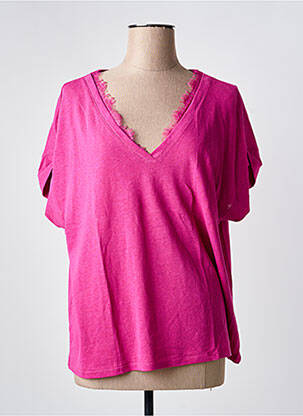T-shirt coupe droite manches courtes rose JULIE GUERLANDE femme