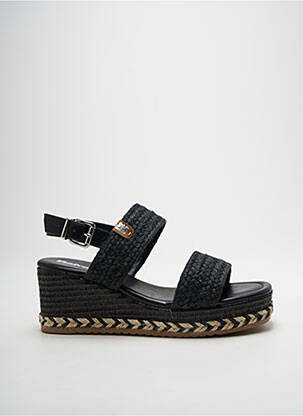 Sandales/nu pieds tissage satiné talon de 7 à 9cm noir REFRESH femme