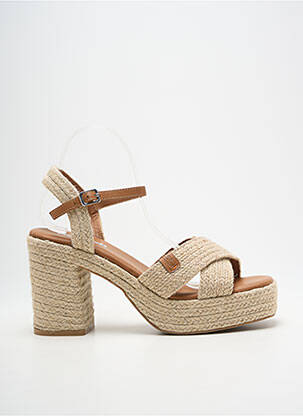 Sandales/nu pieds semi compensé talon de 7 à 9cm beige REFRESH femme