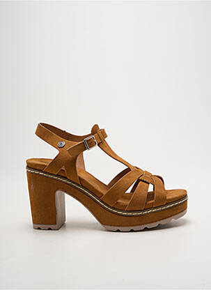 Sandales/nu pieds semi compensé talon de 7 à 9cm marron REFRESH femme