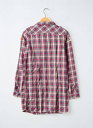 Robe courte tissage popeline manches longues rose CERISE LITTLE fille