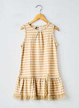 Robe courte tissage popeline sans manche beige MINI MOLLY fille