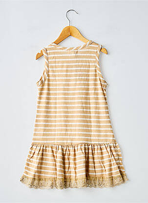 Robe courte tissage popeline sans manche beige MINI MOLLY fille