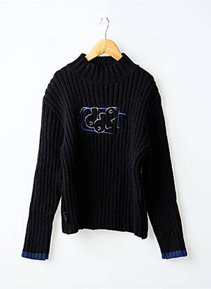 Pull broderie manches longues noir DDP garçon